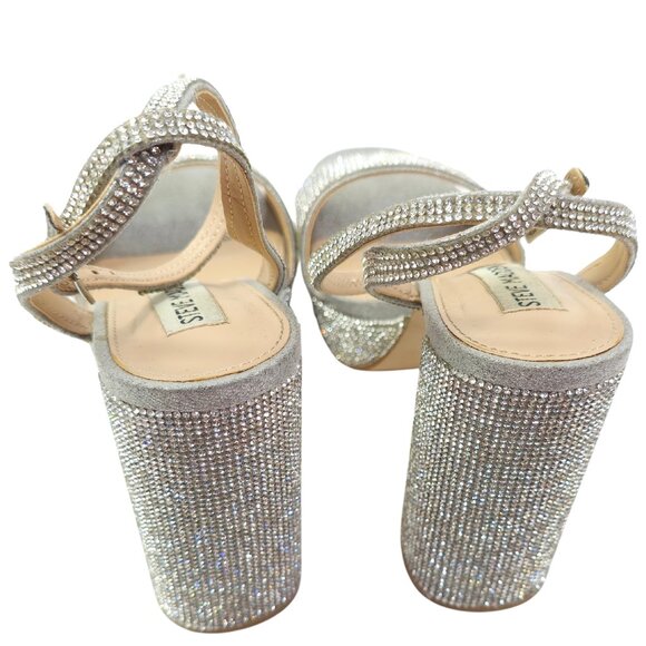 Steve Madden Silver Glass Rhinestone Platform Sandals - Picture 7 of 11
